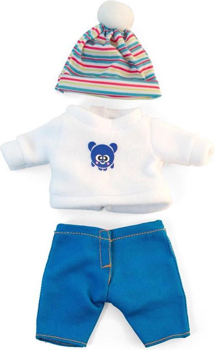 Miniland Poppenkleertjes Boy Junior 21 Cm Wit/blauw 3-delig
