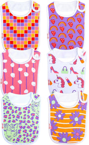 Baby slabbetjes KliederZ | Kleurrijke eetslabben Meisjes | 6 stuks slabbers Luipaard Unicorn print | FB05