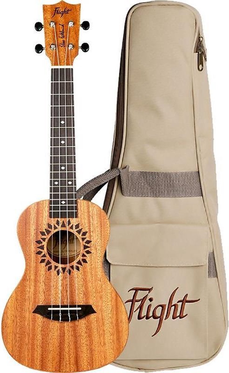 Flight Concert Ukelele Elise Ecklund + Draagband + Tuner + Capo + Songbook