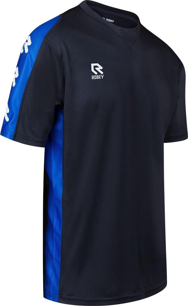 Robey Performance Shirt voetbalshirt kinderen korte mouwen (maat 164) - Black/Royal Blue