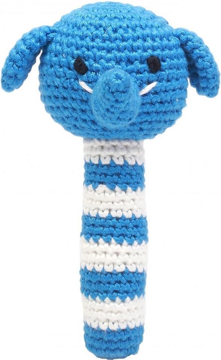 Naturezoo Rammelaar Olifant Gehaakt 14 Cm Blauw