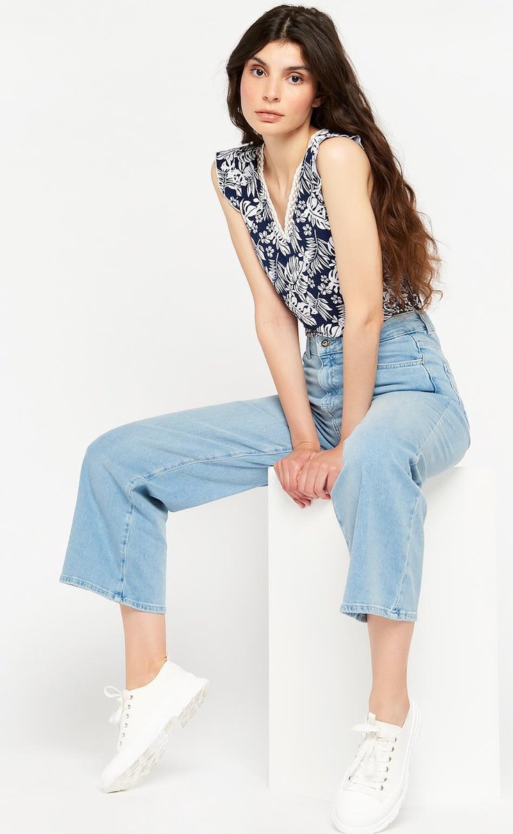 T-shirt met korte vlindermouwen - Marine Blauw
