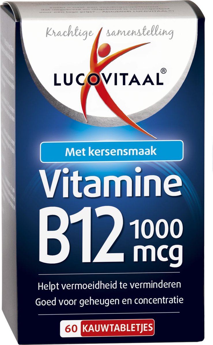 Lucovitaal Vitamine B12 1000 micogram Voedingssupplement - 60 kauwtabletten - Kersensmaak
