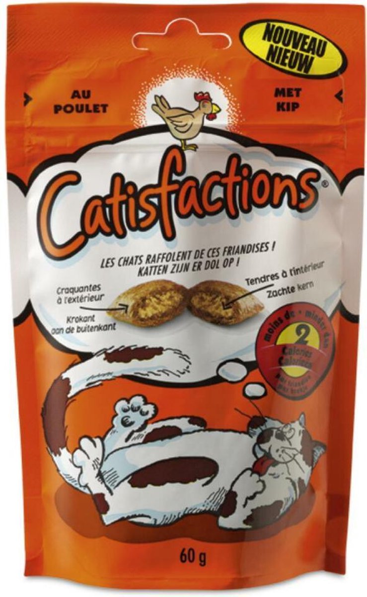 Catisfactions Kattensnoepjes Kip - Kattensnack - 6 x 60g