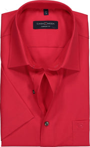 CASA MODA comfort fit overhemd - korte mouw - rood - Strijkvrij - Boordmaat: 49