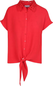 Cassis - Blouse met knoopwerk - Rood