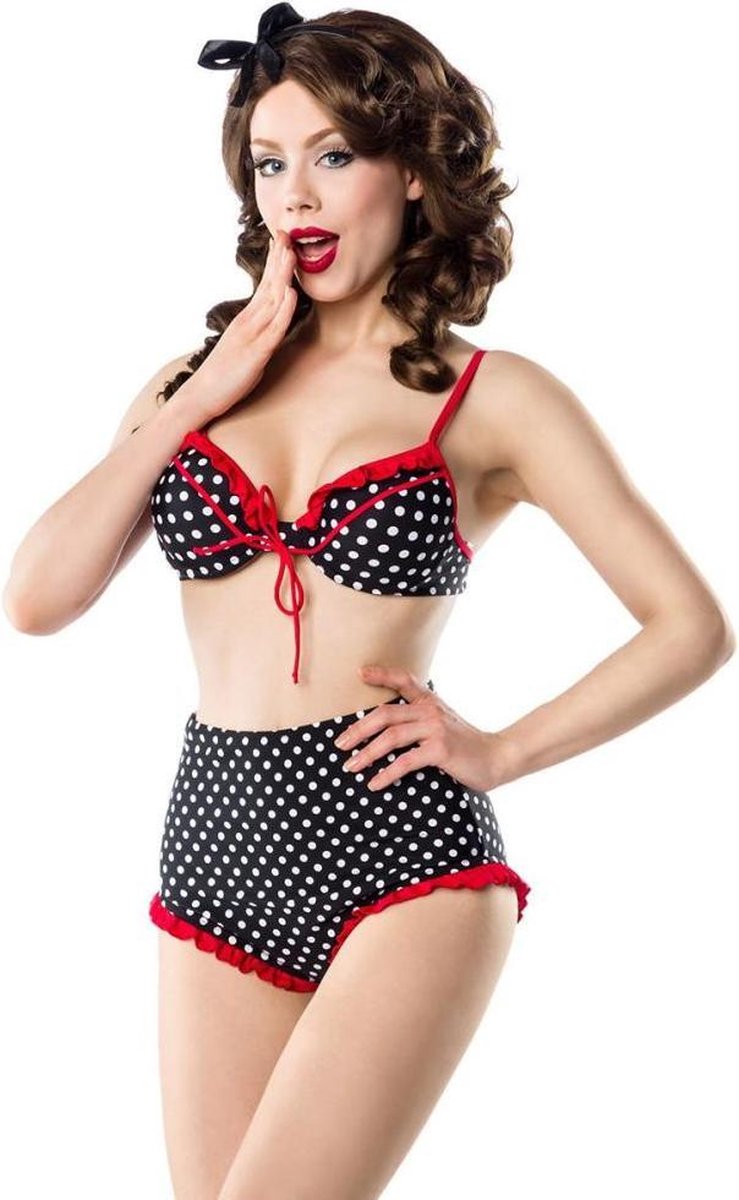Belsira Bikini -L- High Waist Zwart/Rood