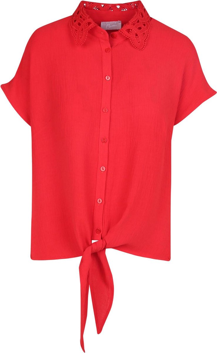 Cassis - Blouse met knoopwerk - Rood