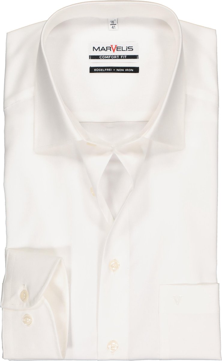 MARVELIS Comfort Fit overhemd - beige - Strijkvrij - Boordmaat: 42