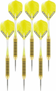 3x Set van 3 dartpijlen Speedy Yellow Brass 21 grams - Darten/darts sport artikelen pijltjes messing
