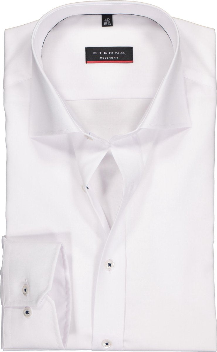 ETERNA Modern Fit overhemd - fijn Oxford - wit - Strijkvrij - Boordmaat: 48