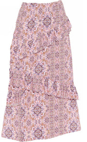 Seafolly Water Garden Boho tile Ruffled Skirt Wild Rose - Strand Rok - Maat S
