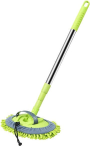 Nolad Premium telescopische Wasborstel/Reinigingsborstel/Onderhoudsborstel - Autowasborstel -  Intrekbare/uitschuifbare Borstel - Lange steel/handvat -  Anti-Slip Handvat - Water Detector - Waterstroom Schakelaar - Schuim Fles - Groen