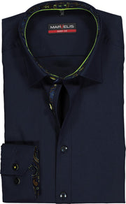 MARVELIS Body Fit overhemd - donkerblauw  (contrast) - Strijkvriendelijk - Boordmaat: 40