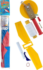 Windvogel - Kite - Wind vlieger Gayla STUNTMASTER BLAUW/WIT - 120 cm spanbreedte + GRATIS MOLEN MET TOUW EN KITEBIRD