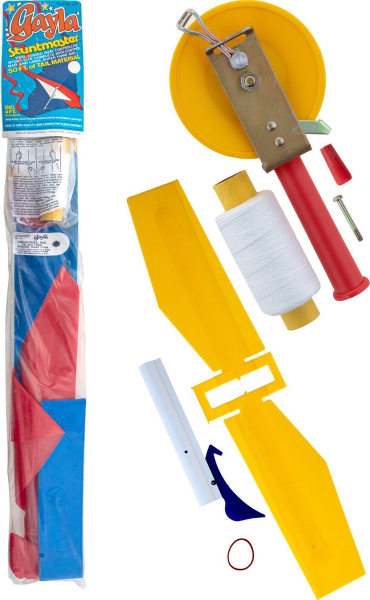 Windvogel - Kite - Wind vlieger Gayla STUNTMASTER BLAUW/WIT - 120 cm spanbreedte + GRATIS MOLEN MET TOUW EN KITEBIRD