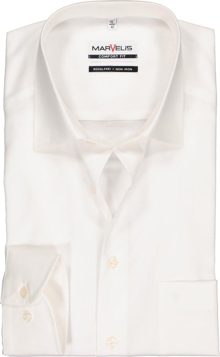 MARVELIS Comfort Fit overhemd - beige - Strijkvrij - Boordmaat: 47