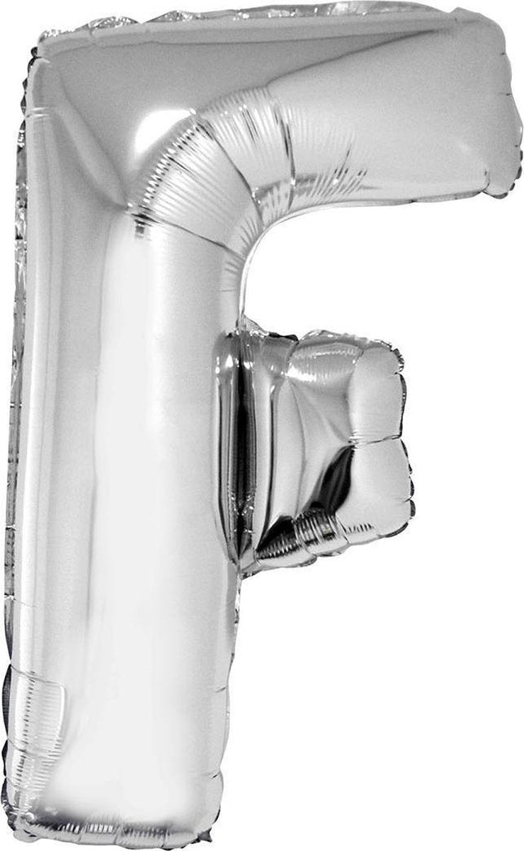Grote folie ballon letter F Zilver
