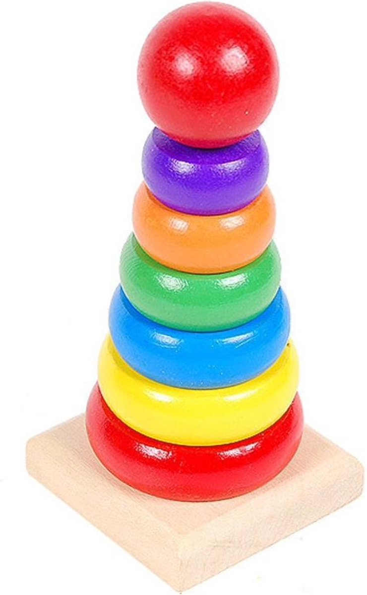 Mini Houten regenboogtoren | Houten speelgoed | 15cm x 6