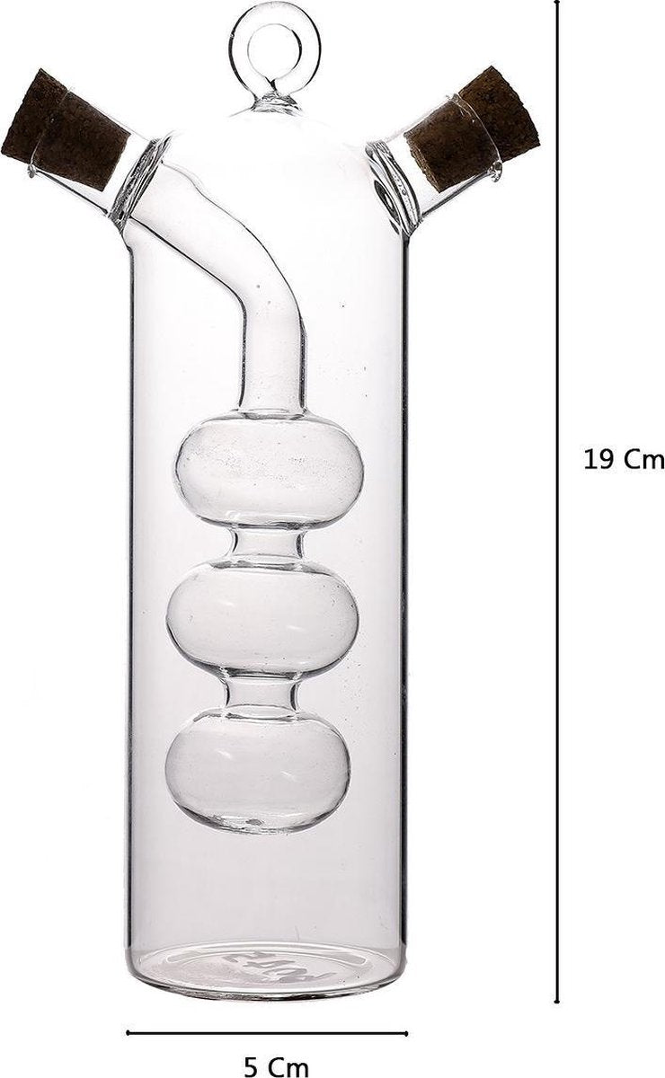 YILTEX – Olie en Azijnstel - Oliefles – Azijnfles – Olie Diffuser - 2 in 1 – Glas