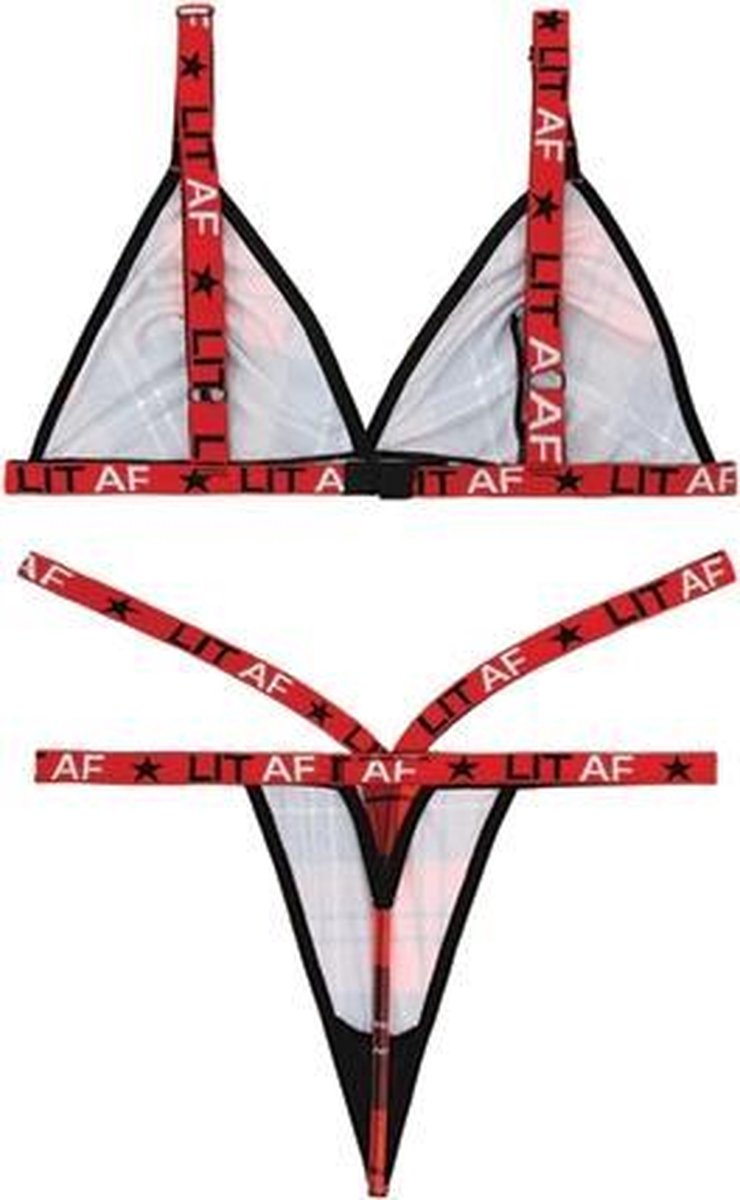 BH-Set Schotse Ruit Print - M/L - Rood - Sexy Lingerie & Kleding - Lingerie Dames -  Dames Lingerie - BH-Sets