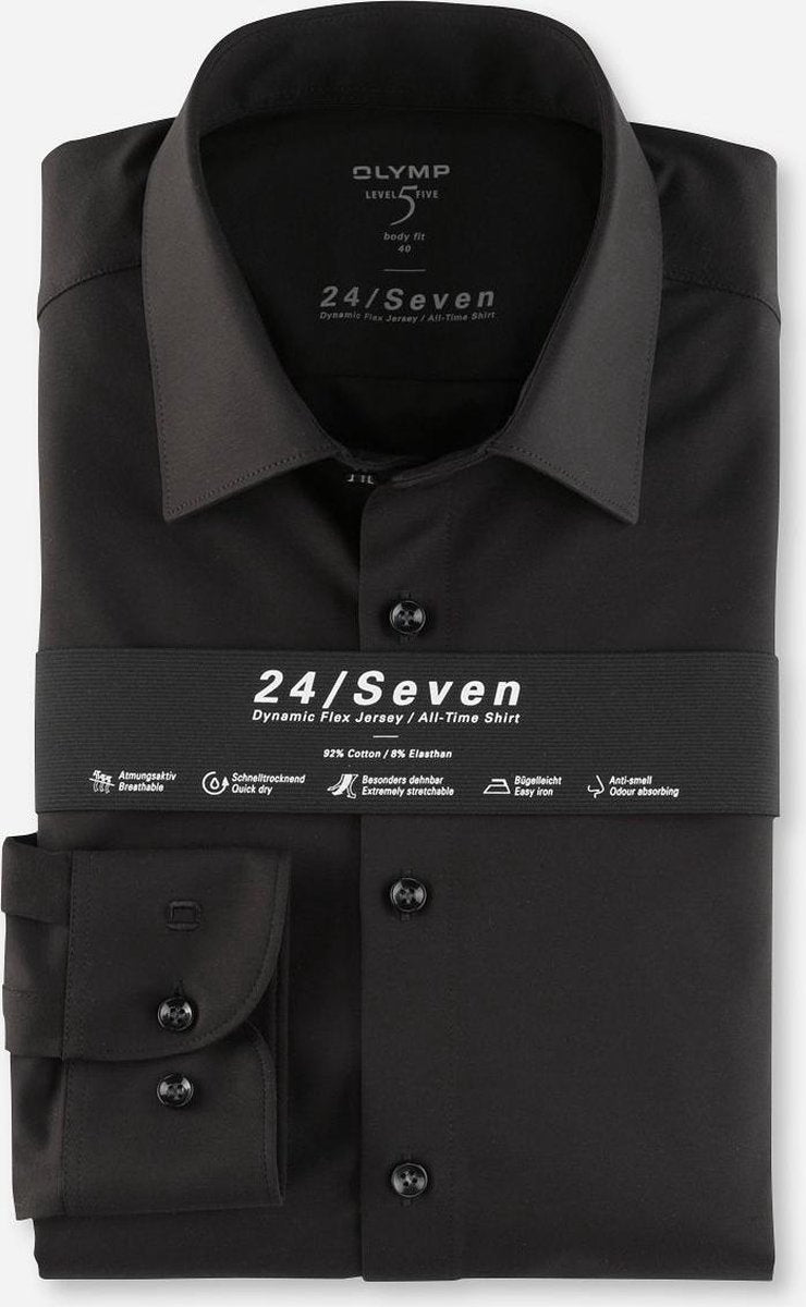 OLYMP bodyfit jersey zwart