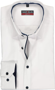 MARVELIS body fit overhemd - wit  (contrast) - Strijkvrij - Boordmaat: 38