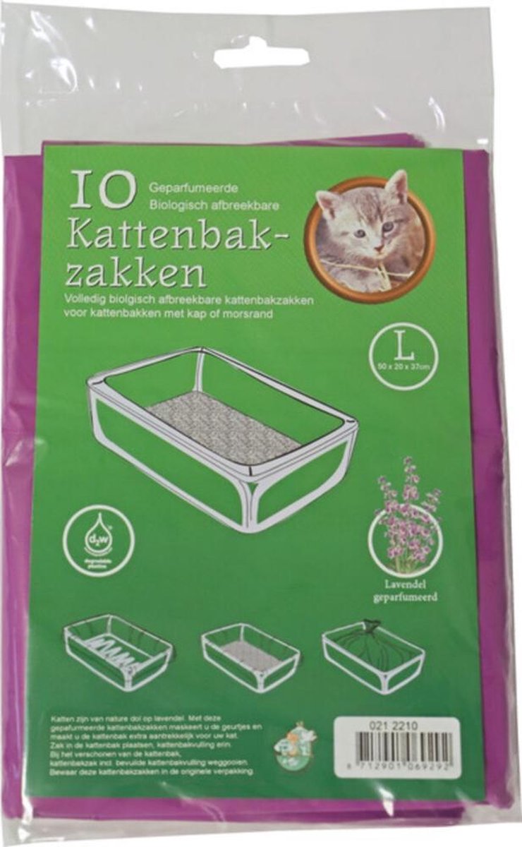 Boon Bio-Kattenbakzakken Lavendel - Maat L - 10 stuks (50 x 20 x 37 cm)