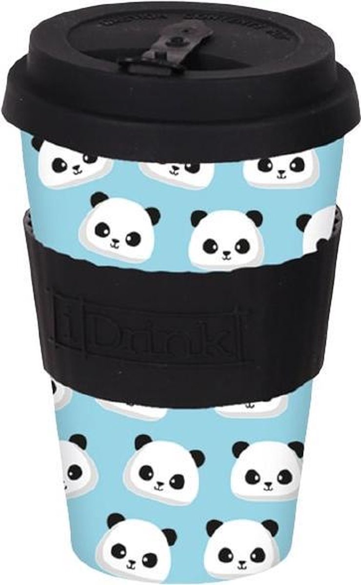 I-drink Thermosbeker Panda 435 Ml Bamboe Blauw/zwart
