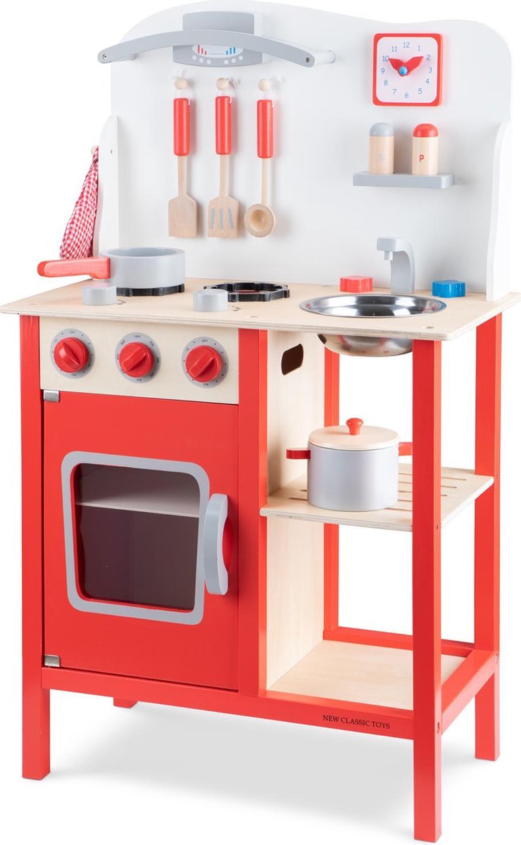 Houten speelgoedkeuken Rood Bon Appetit New Classic Toys