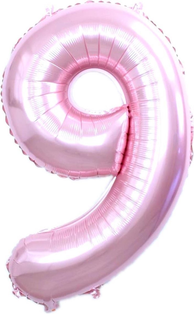 Ballon Cijfer 9 Jaar  Roze Verjaardag Versiering Cijfer Helium Ballonnen Roze Feest Versiering 86 Cm Met Rietje