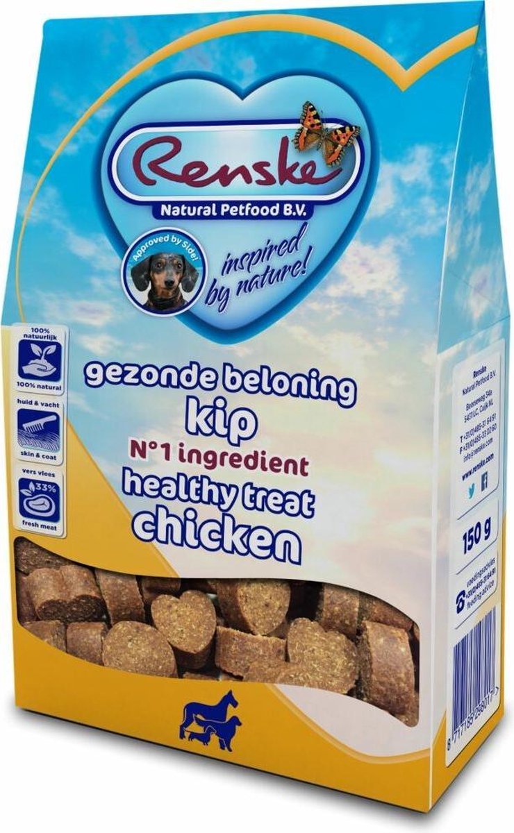 7x Renske Gezonde Beloning Hartjes Kip 150 gr