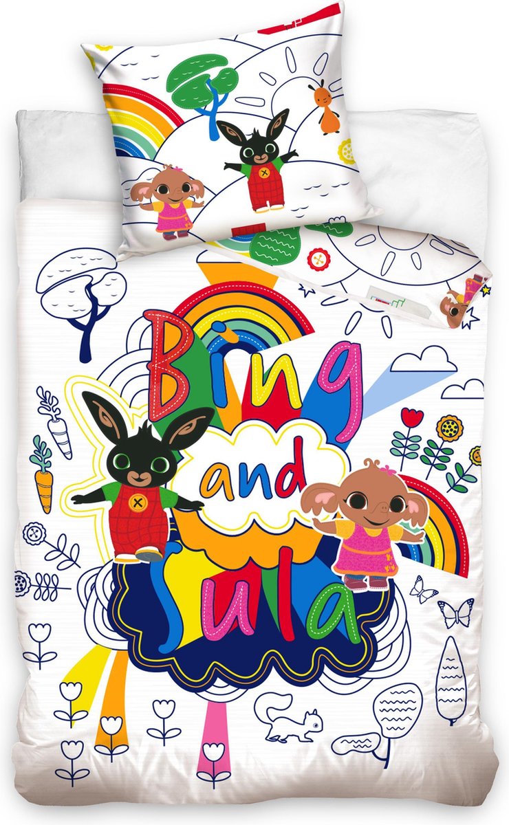 Bing - Babydekbedovertrek 100 x 135 cm 40 x 60 cm voor BABYBED LEDIKANT !