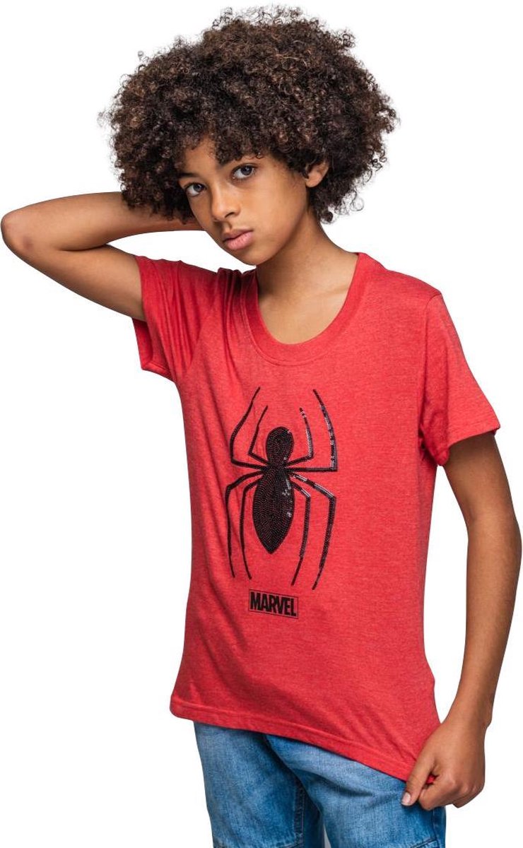 Marvel spiderman - kinder/tiener - t-shirt - rood - maat 122/128