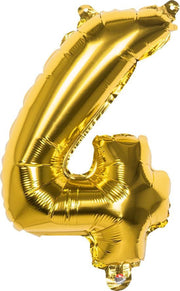 Boland - Goudkleurige cijfer folieballon '4' - 35cm