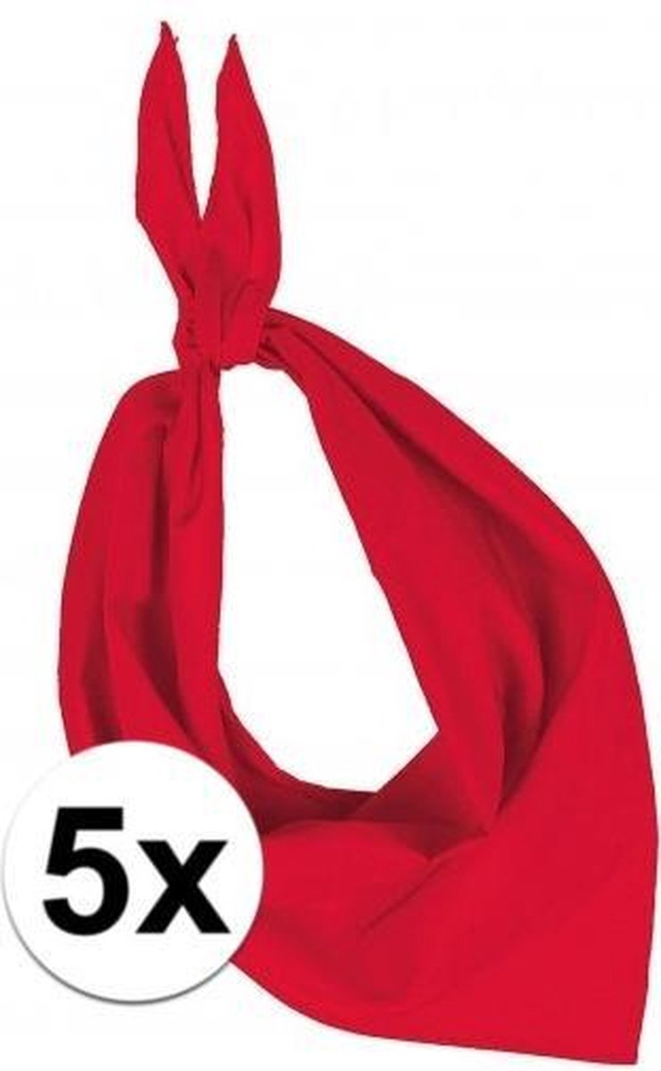 5x Zakdoek bandana rood - hoofddoekjes