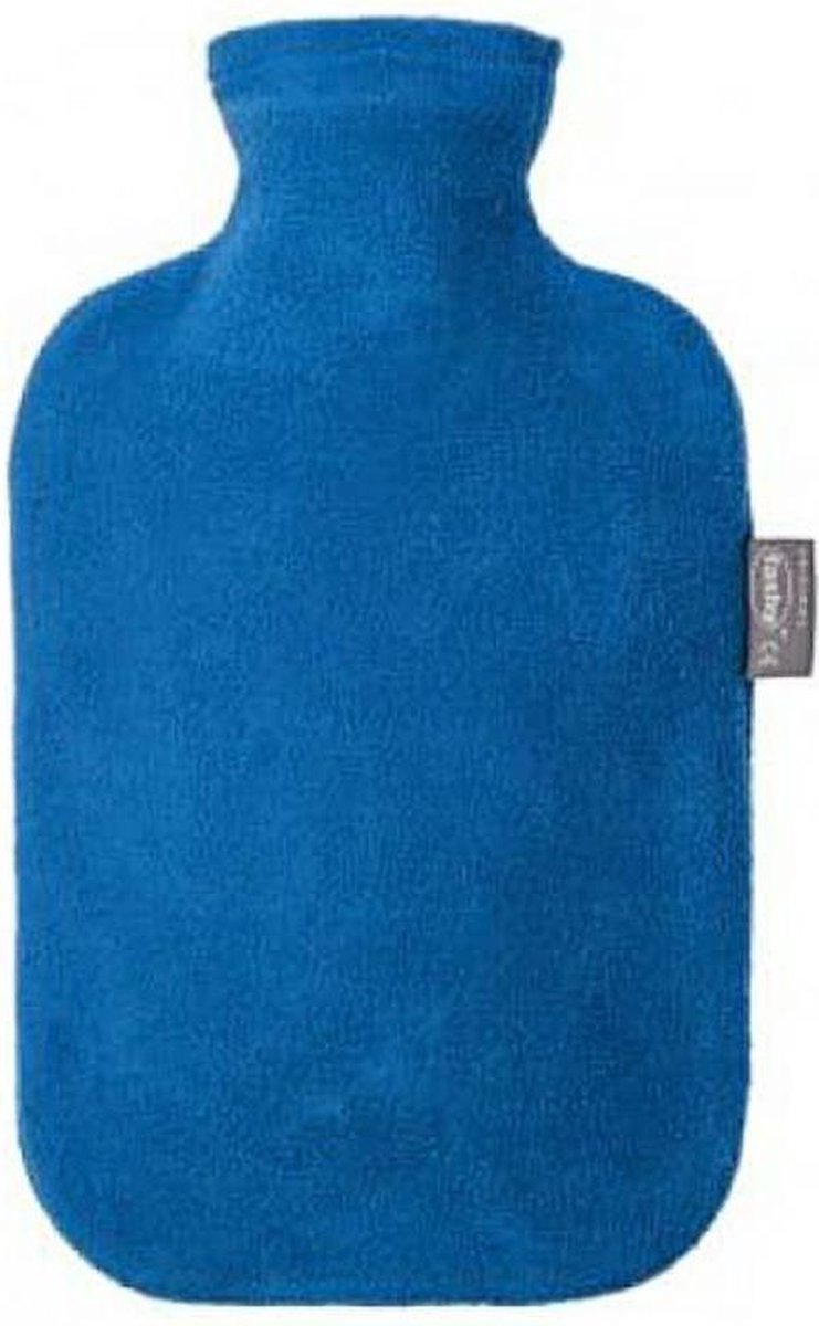 Fashy warm water kruik - Fleece hoes blauw- 2 liter