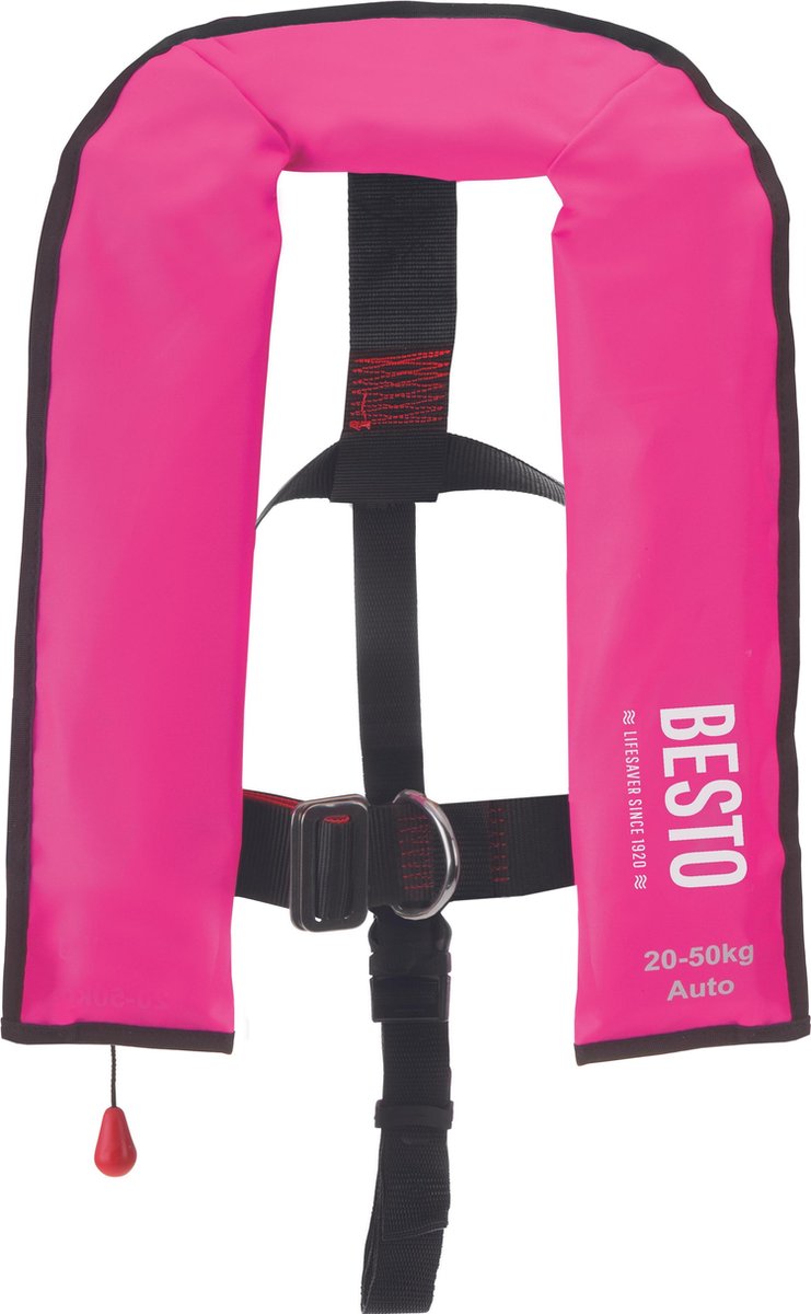 Besto Junior automatisch Reddingsvest 100N Roze voor 15-40kg
