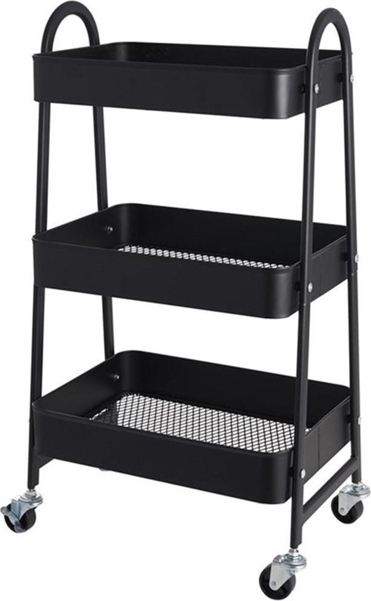 Lisomme Tirza metalen trolley - Met wielen - Zwart