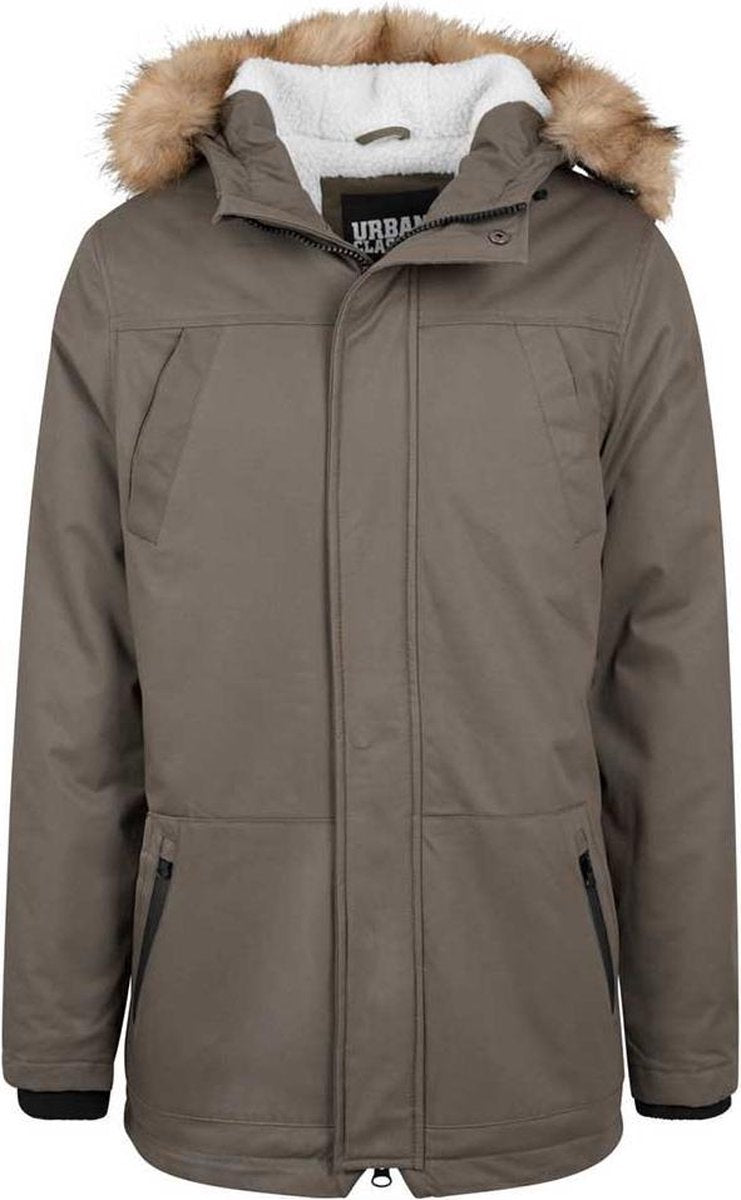 Urban Classics Parka jas -2XL- Heavy Imitation Fur Groen