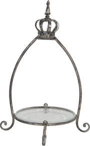 Clayre & Eef Etagère 5Y0746 22*22*45 cm - Zwart Metaal / glas Taartplateau op voetTaartschaal