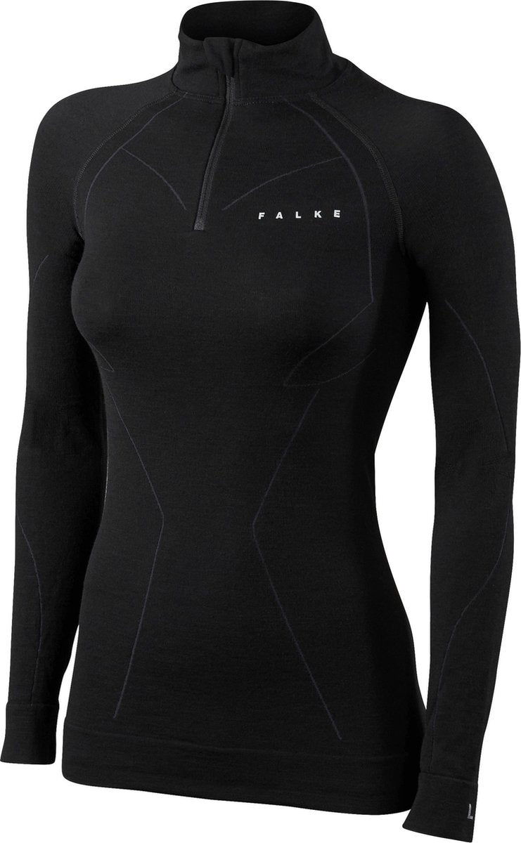 FALKE Wool Tech Zip Shirt Comfort Dames 33210 - Zwart 3000 black Dames - XS