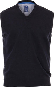 Redmond heren spencer katoen - V-hals - marine blauw -  Maat L
