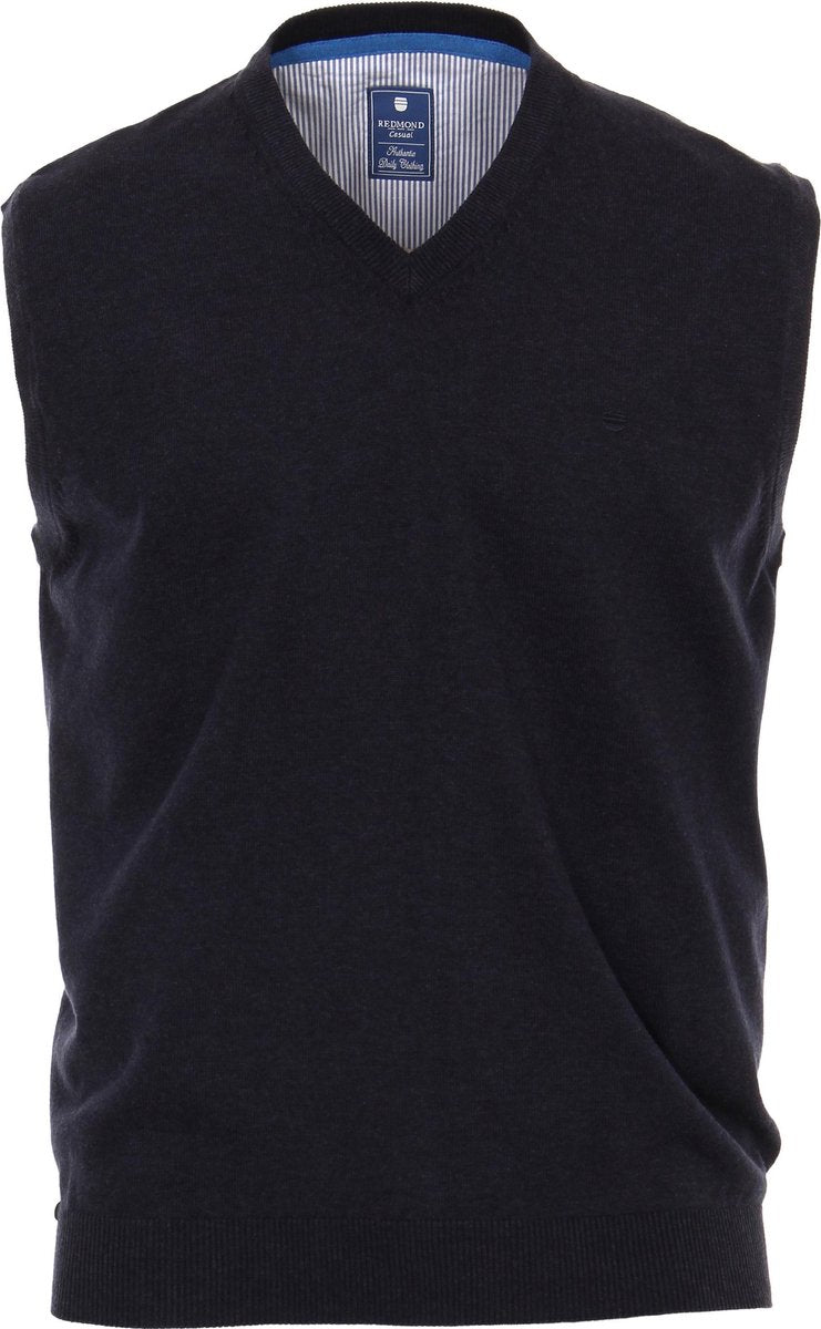 Redmond heren spencer katoen - V-hals - marine blauw -  Maat L