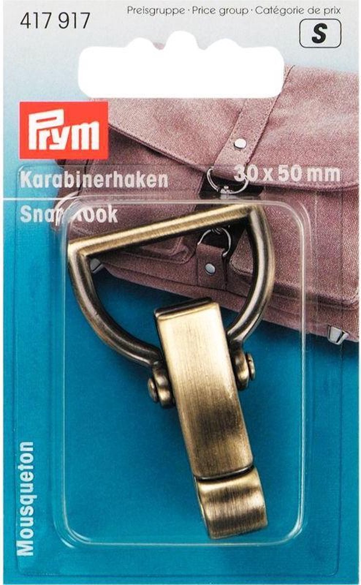 Karabijnhaak 30 mm oudmessing geborsteld