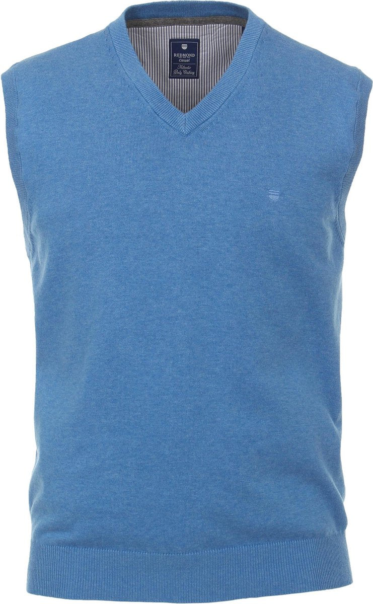 Redmond heren spencer katoen V-hals - lichtblauw -  Maat: 3XL