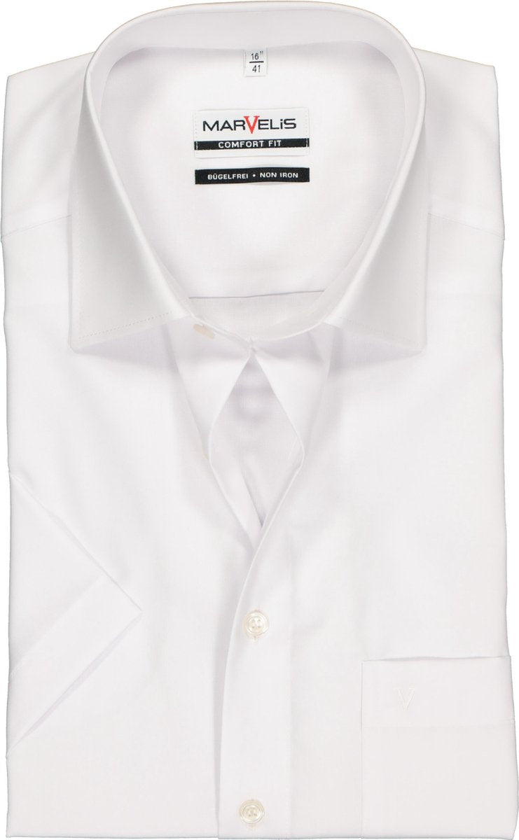 MARVELIS Comfort Fit - overhemd korte mouw - wit - Strijkvrij - Boordmaat: 44