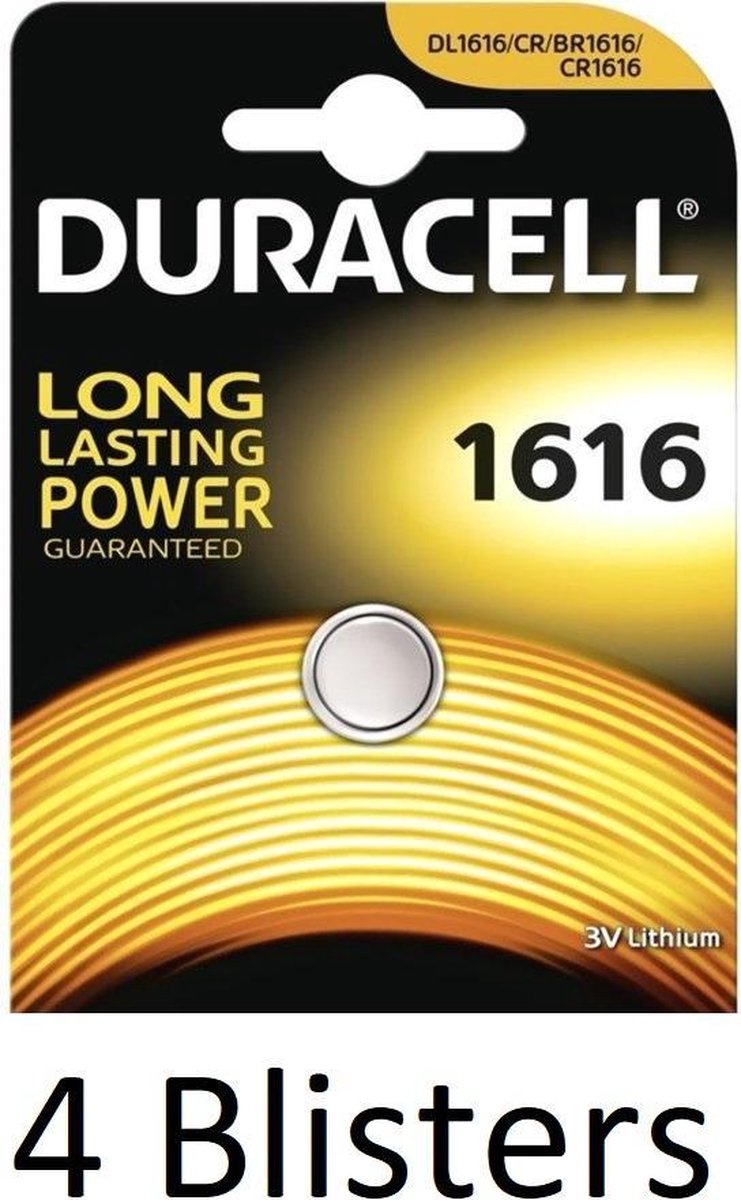 4 Stuks (4 Blisters a 1 st) Duracell CR1616 3V Single-use battery Lithium