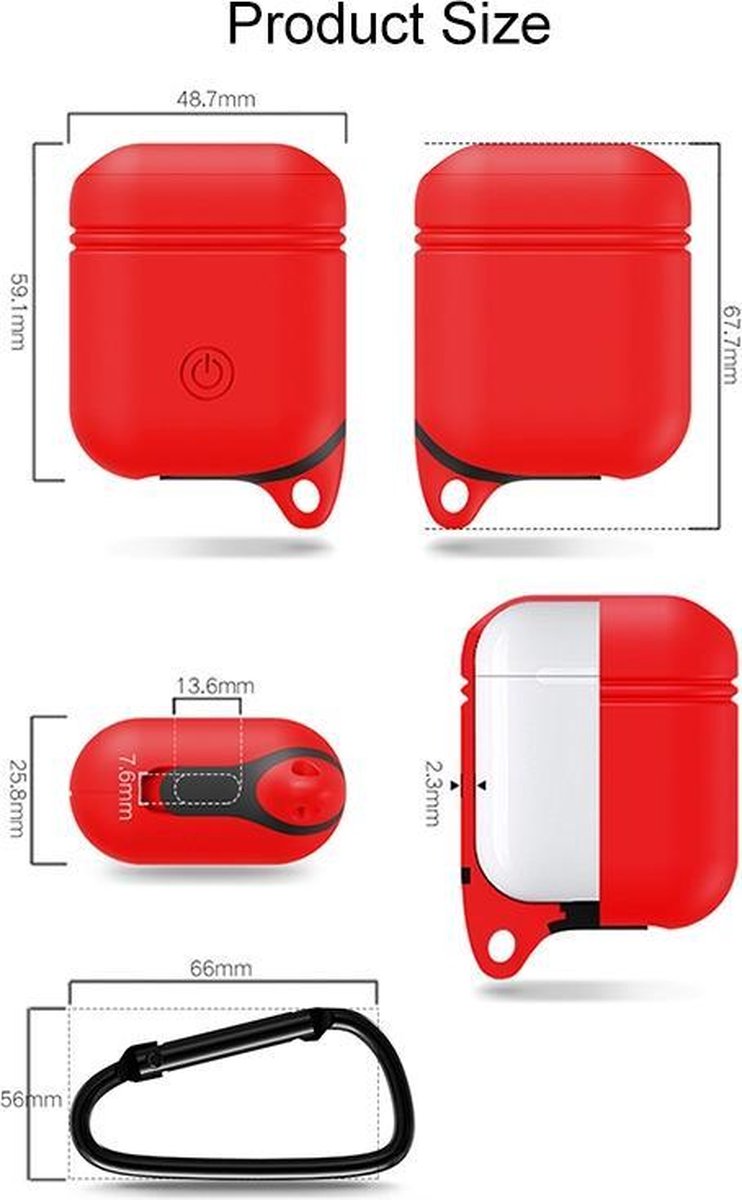 Mobigear Siliconen Hoesje Karabijnhaak Blauw voor Apple AirPods