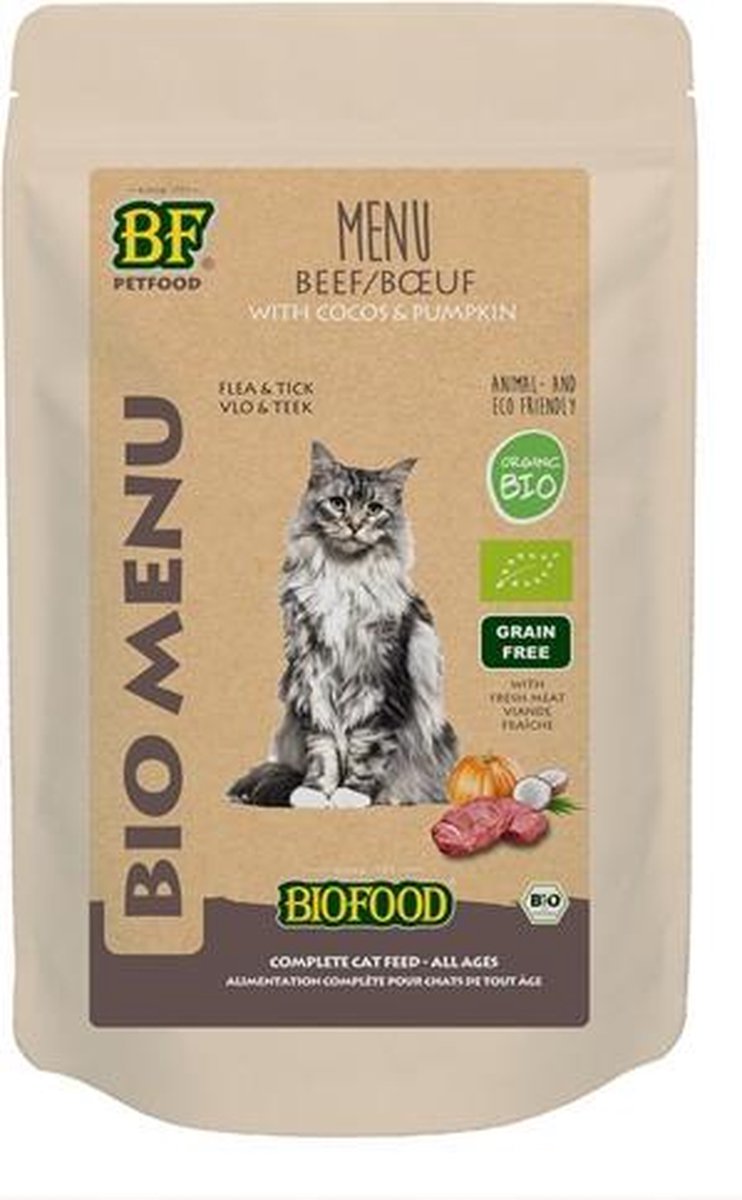 Biofood organic kat rund menu pouch - 100 gr - 20 stuks